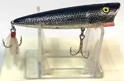 Vintage Tom Mann's CHUG N SPIT Silver/Black 3 3/8  Topwater/Surface Fishing Lure • $7.99