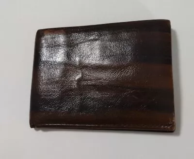 Rolfs Mens Wallet Money Bifold Photo Key Marble Brown Leather • $25