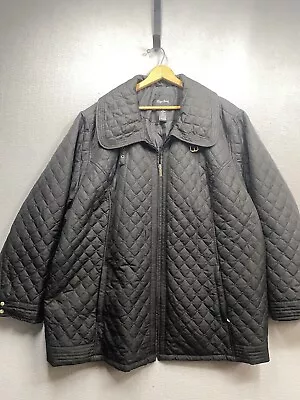 Maggie Barnes Quilted Jacket Women’s Black Sz 5X Full Zip Lined Has Pockets • $23.19