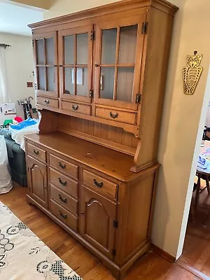 Vintage Link Taylor Harvest Oak China Hutch 9 Drawers 5 Doors • $450