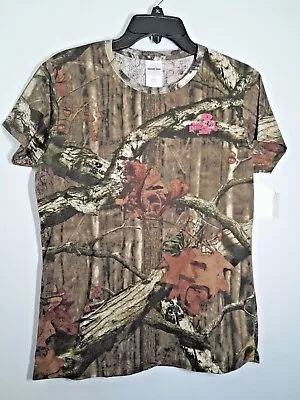 Mossy Oak Break Up Infinity Womens Large Short Sleeve Shirt Pink Logo Hunting • $8.88