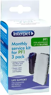 Interpet Monthly Service Kit For Interpet PF1 Aquarium Power Filter Floss And • £5.20