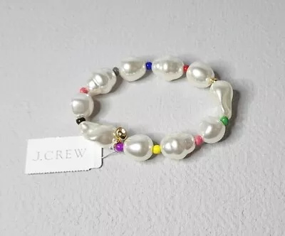J.Crew Blair Rainbow Pop Pearl Stretch Bracelet Rainbow Multi-Color One Size NWT • $24.99