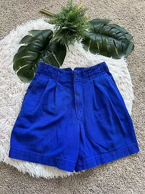 Hunt Club Vintage 80s 90s High Waisted Pleated Trouser Shorts Blue Sz 10 • $12