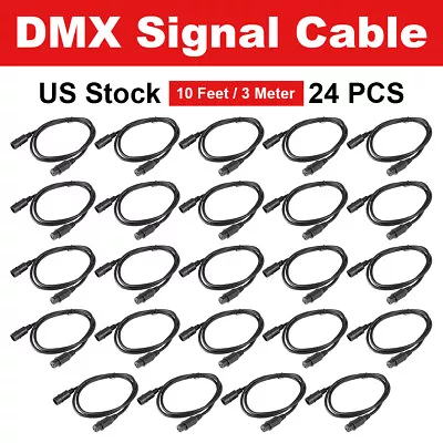 24PCS DMX Cables 10ft/3m 3 Pin Signal XLR Connection Stage Par Light Cable Wire • $49.99