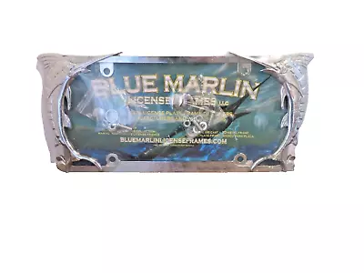 Universal Metal Blue Marlin Chrome License Plate Frame Cool Design Sealed • $19.99