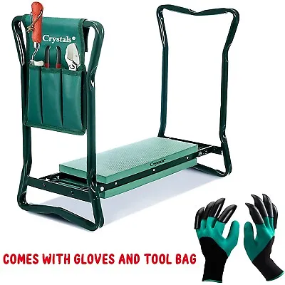 Garden Kneeler 3-IN-1 Folding Gardening Padded Seat & Kneeler Stool Inc Gloves • £14.45