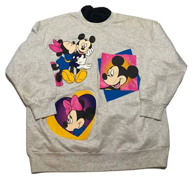 Vintage Mickey Mouse Sweatshirt Mens Large Walt Disney Gray I5 • $35