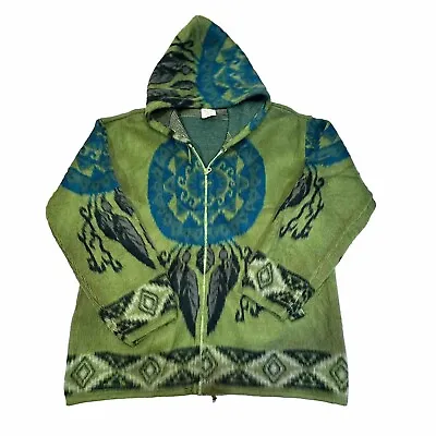 Artesanias Dream Catcher Sweater Hoodie Pockets Aztec Native Wool Green Large • $39.99