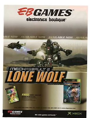 Mechassault 2: Lone Wolf Xbox 2004 Vintage Print Ad Official EB Promo Art • $13.64