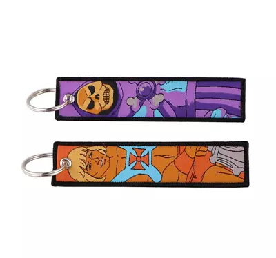 Masters Of The Universe HeMan Skeletor Embroidered Double Sided Key Tag Keychain • $5.99