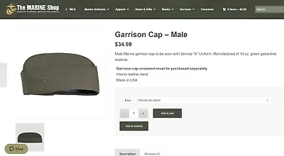 USMC (Marine Corps) Service Garrison Cap Aka  Piss Cover  (Bernard 6 3/4) NEW • $5