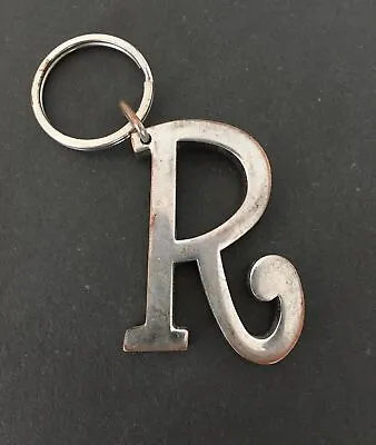 Vintage Keychain Ganz Letter R Large Silver Tone Metal Initial Monogram Key Fob • $12.95