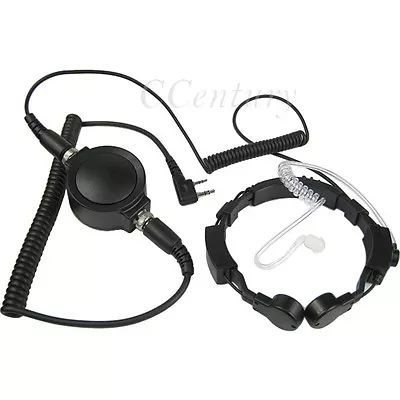 Military Throat Mic Headset Earpiece Big PTT For Baofeng GT-3 UV-6R UV-5RTP New • $27.15