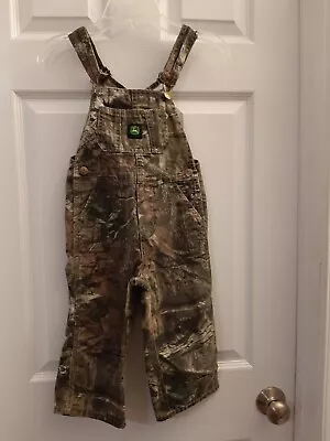 John Deere Toddler Bib Overalls Size 3T Adjustable Mossy Oak Camo Unisex • $20.67