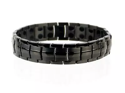 Mens Jet Black Finish Titanium Magnetic Bracelet Health 44 Magnets Therapy • $55.10