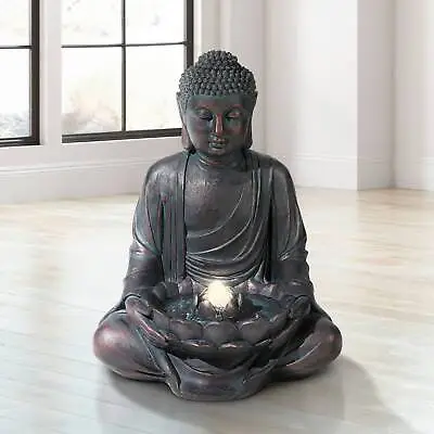 Meditating Buddha Zen Bubbler Outdoor Water Fountain LED Light 24  Meditation • $159.99