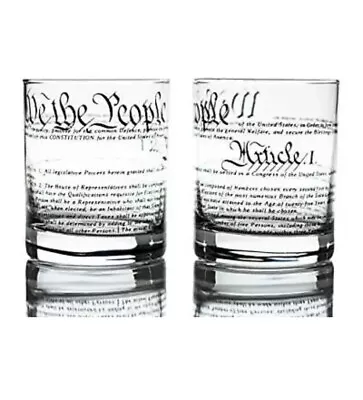 Whiskey Glasses “ United States Constitution We The People Set Of 2 10 Oz Tumb • $25