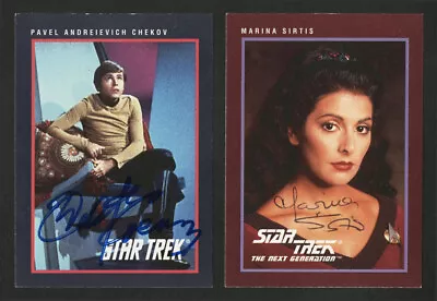 1991 Impel Star Trek Cards Autographed #129 Walter Koenig & #136 Marina Sirtis  • $150