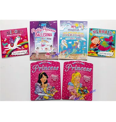 Girls Magic Painting Book Sticker Puzzle Colouring Activity Books For Kids  • £2.99