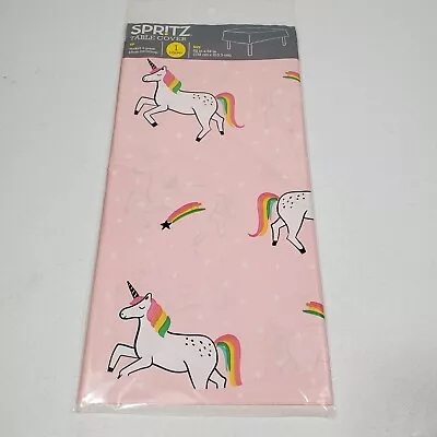 Pink Unicorn Party Table Cover Plastic 52  X 84  Or Photo Back Drop Party New • £7.96