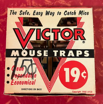 Vintage 1955 VICTOR Mouse Traps 2 Pack Brand New In Original Box NOS • $14.99