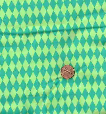 Kiwi Green Retro Harlequin Michael Miller Fabric • $10.99