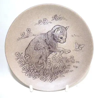 £4.99 • Buy Poole Pottery Cat Series Display Plate Featuring A Cat & Butterfly In Stoneware