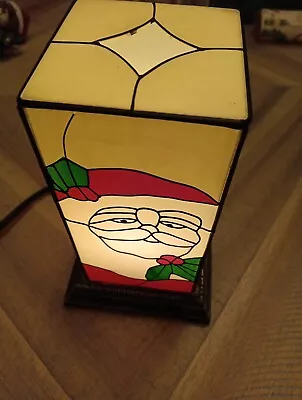 Vintage Tiffany Style Christmas Lamp Santa Holiday Design 7.5 Inches WORKS • $19.99