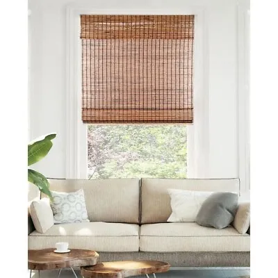 Chicology Cordless Light Filter Natural Woven Bamboo Roman Shade - Brown Beaver • $49.99