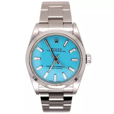 Rolex Oyster Perpetual 31mm Stainless Steel Tiffany Blue Dial Watch Ref 77080 • $4199