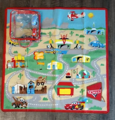 Disney Pixar Cars Playmat W/ Lightning McQueen & Sally 39 X 39 Rug W/Carry Bag • $58.99