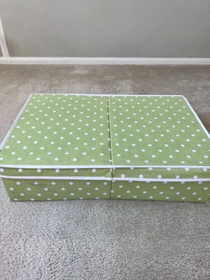 $12 • Buy Pottery Barn Storage/Organizer Under Bed Collapsible/foldable, Green/polka Dot