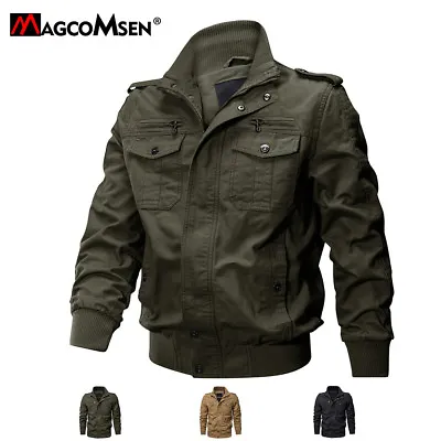 $47.98 • Buy Mens Winter Army Jacket Military Cargo Zipper Jacket Coat Bomber Jackets For Man