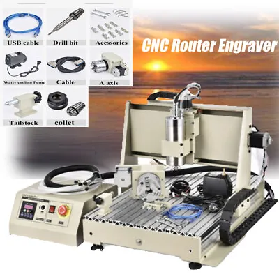 4 Axis CNC 6040 Router Engraver USB Metal Wood Working Carving Machine 1.5KW  • $1199