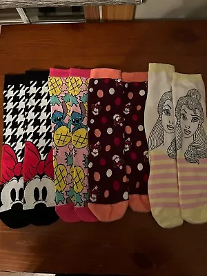 NWOT LOT Of 4 Pairs Women’s Disney Socks Size 5-9 Minnie Mouse Belle Stitch • $1.99