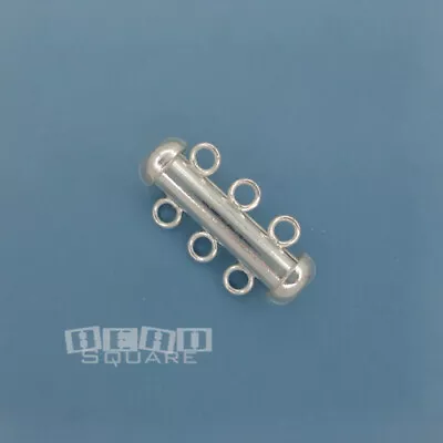 Sterling Silver Multi Strand Tube Slide Clasp Connector [2 3 4 5 6 7 8 Strand] • $7.80