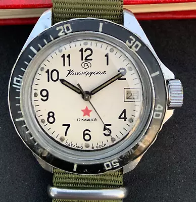 Soviet Men's Watch Wostok Komandirskie Mechanical Vostok Military USSR Vintage • $55