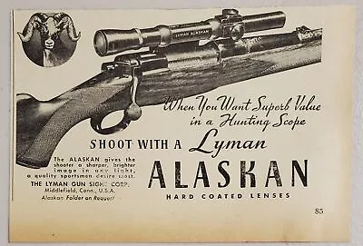 1947 Print Ad Lyman Alaskan Rifle Hunting Scopes MiddlefieldConnecticut • $8.98