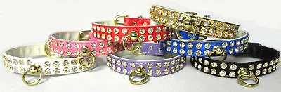 Rhinestone Dog Collar 2 Rows Clear Crystal 8 Colors Pet Collars Crystals • $14.99