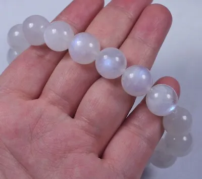 227Ct Natural Blue Moonstone Gemstone Round Beads Bracelet Chain BMLs864 • $1.99
