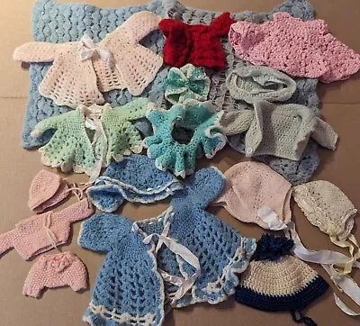 Vintage Crochet Doll Clothes Various Sizes 17 Pc Lot • $25