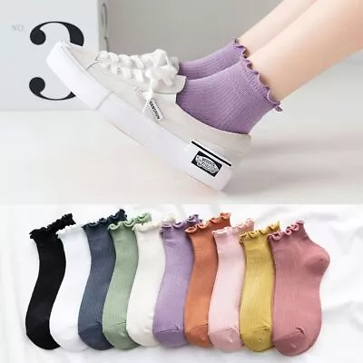 Cotton Super Thin Women's Socks Ankle Short Boat Socks Frilly Ruffle Socks • $6.38