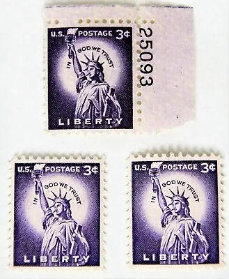 3 Rare Liberty 3 Cent US Postage Stamp Purple Statue Of Liberty FREE SHIPPING • $250