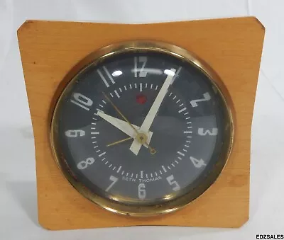 Seth Thomas Mid-Century Modern MCM Wood Case Desk Clock • $75