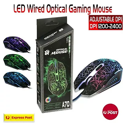 $11.38 • Buy USB Wired LED Illuminated Wired Optical Gaming Mouse Pro Gamer For PC Laptop AU