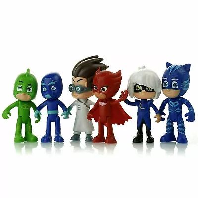 6Pcs Set PJ Mask Mini Figures Catboy Owlette Gekko Toy Cake Topper Decoration • £10.99