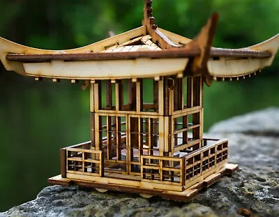 Japanese Pagoda Lantern! Mini DIY 3D Building Kit Tea Light Wooden Candle Holder • £43.32