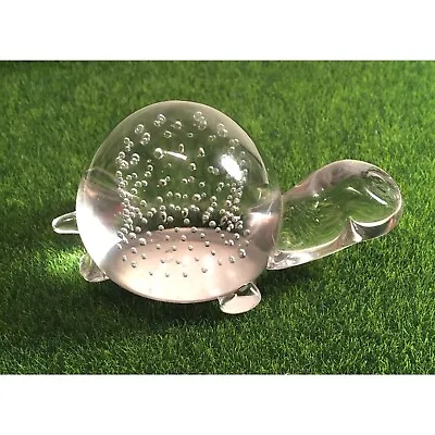 Blown Glass Turtle Bullicante Technique Paper Weight Figurine VTG Hand Bubbles • $39.99