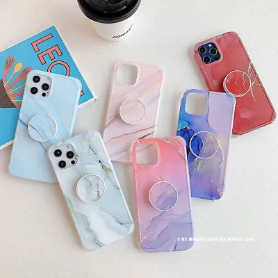 $12.39 • Buy For IPhone 11 12 Pro Max X Case Marble Laser Put Up Kickstand TPU Bumper Cover